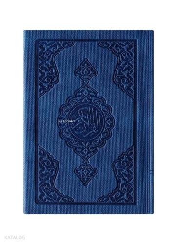 Rahle Boy Kadife Kur an ı Kerim Lacivert Yaldızlı Mühürlü L2