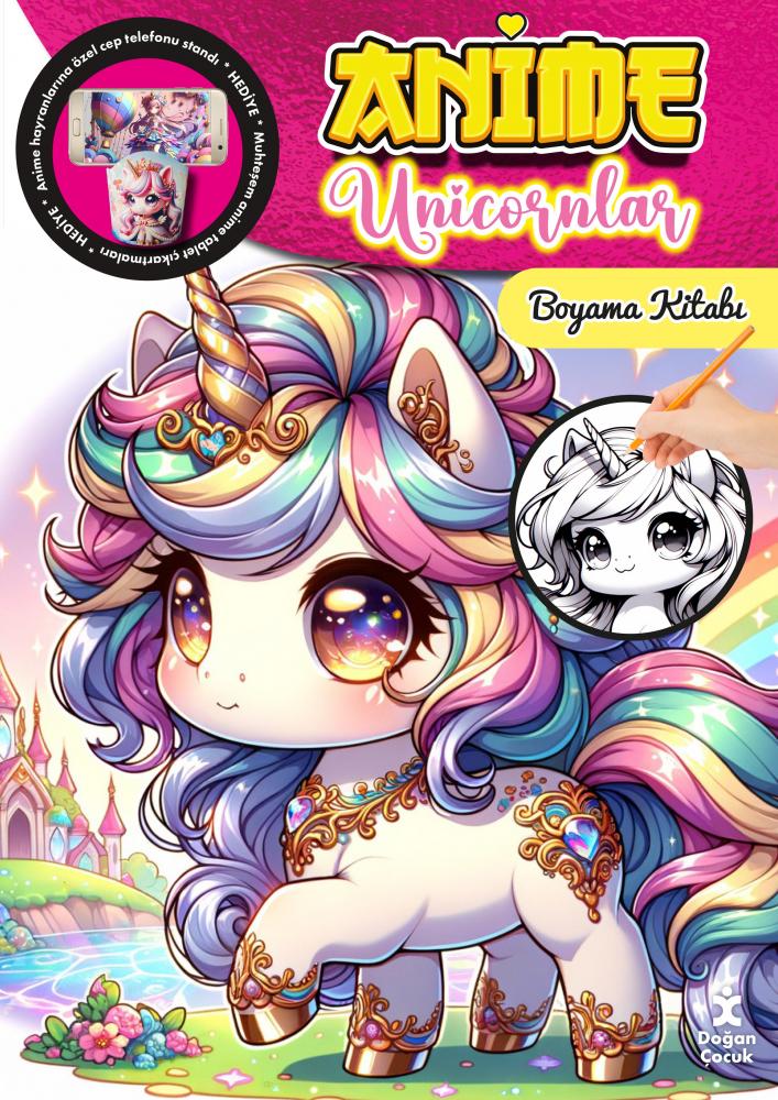 Anime Unicornlar Boyama Kitabı