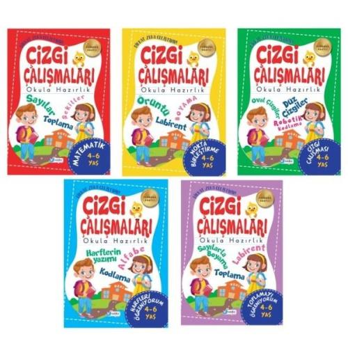 4 6 Yaş Çizgi Çalışmaları Seti 5 Kitap Takım