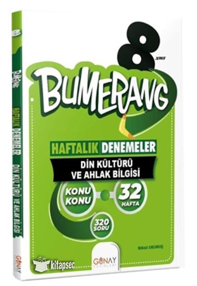 8 Sınıf Din Kültürü ve Ahlak Bilgisi Bumerang Konu Konu Haftalık Denemeler Günay Yayınları