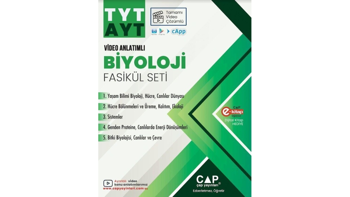 TYT AYT BİYOLOJİ FASİKÜL SETİ TAMAMI VİDEO ANLATIMLI ÇAP
