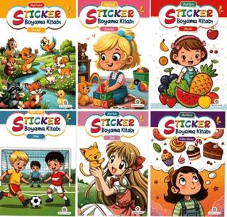 Neşeli Boyama Kitabı Sticker 6 Kitap Set
