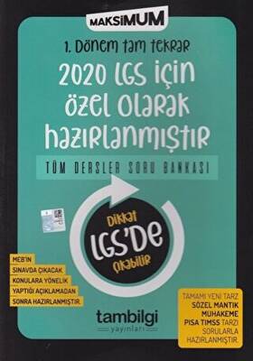 8 Sınıf LGS 1 Dönem Tüm Dersler Maksimum Soru Bankası Kampanyalı Tambilgi Yayınları Komisyon 25 İndirim