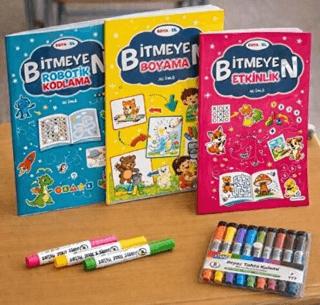 Boya Sil Bitmeyen Boyama 3 Kitap Boya Kalemi Hediyeli