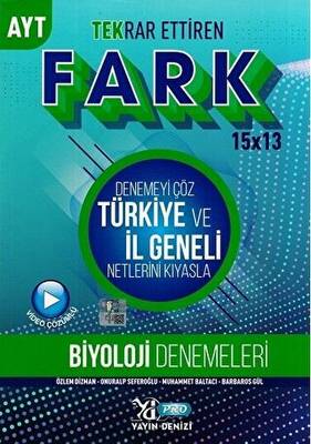 Yayın Denizi Yayınları AYT Biyoloji Fark 15x13 Tekrar Ettiren Denemeleri