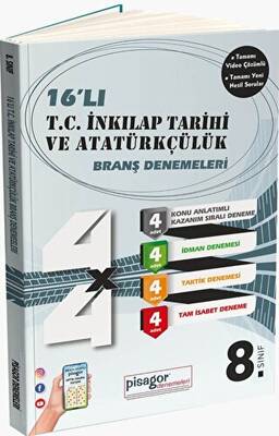 Zeka Küpü Yayınları 8 Sınıf Pisagor 16 lı İnkılap Tarihi ve Atatürkçülük Denemesi