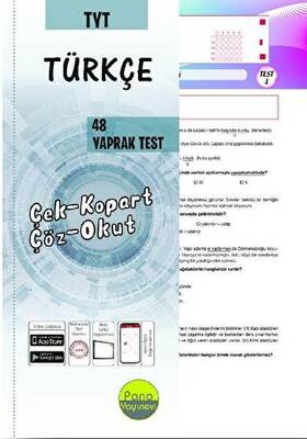 Pano Yayınevi TYT Türkçe Yaprak Testleri Çek Kopart