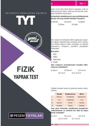 TYT Fizik Yaprak Test
