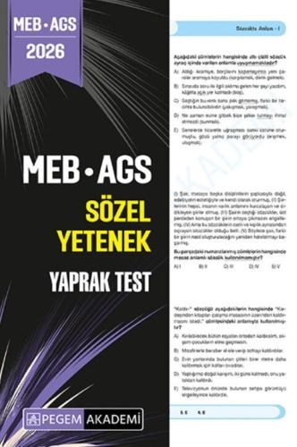 2026 MEB AGS Sayısal Yetenek Yaprak Test