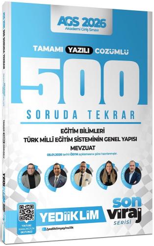 2026 Yeni AGS Son Viraj Serisi Eğitim Bilimleri Türk Milli Eğitim Sistemi Mevzuat Tamamı Yazılı Çözümlü 500 Soruda Genel Tekrar