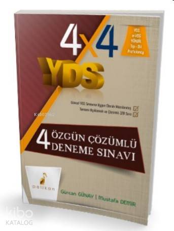 Pelikan Yayınları YDS 4x4 Özgün Çözümlü Deneme Sınavı