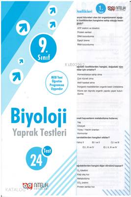 9 Sınıf Müfredat Öncesi Biyoloji Yaprak Test Nitelik Yayınları Komisyon