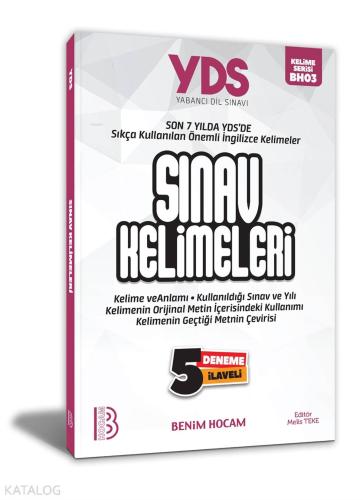 Benim Hocam YDS Sınav Kelimeleri 5 Deneme İlaveli Komisyon 25 İndirim