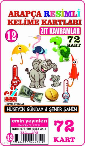 Arapça 12 Zıt Kavramlar Resimli Kelime Kartları 72 Kart