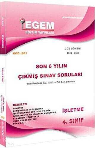 4 Sınıf İşletme Çıkmış Sınav Soruları 2012 2018 Güz Dönemi 801