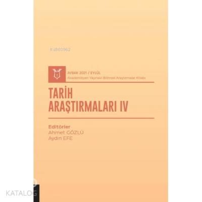Tarih Araştırmaları IV AYBAK 2021 Eylül