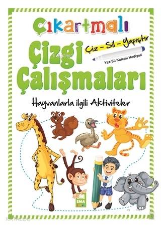 Hayvanlarla İlgili Aktiviteler Çıkartmalı Çizgi Çalışmaları