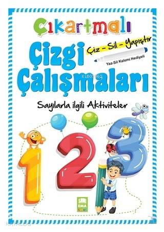 Sayılarla İlgili Aktiviteler Çıkartmalı Çizgi Çalışmaları Yaz Sil Kalemi Hediyeli