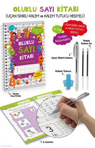 Oluklu Sayı Kitabı Uçan Sihirli Kalem ve Kalem Tutucu Hediyeli