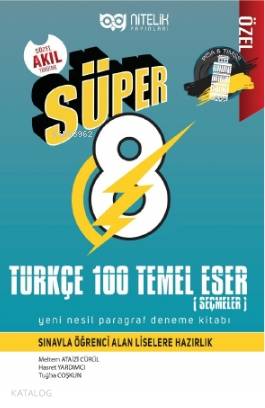 8 Sınıf Süper Türkçe 100 Temel Eser Yeni Nesil Paragraf Deneme Kitabı