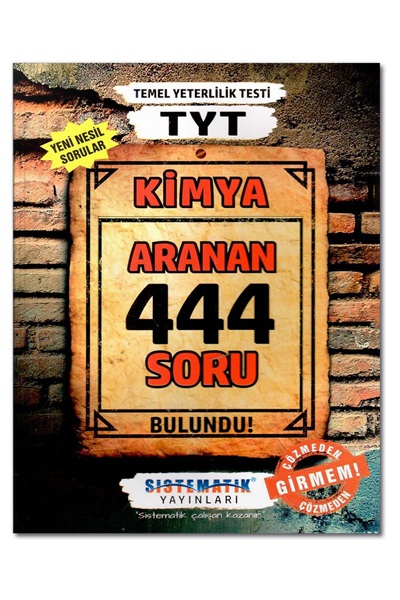 Sistematik Yayınları TYT Kimya 444 Aranan Soru