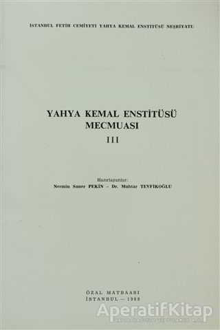 Yahya Kemal Enstitüsü Mecmuası 3 Cilt
