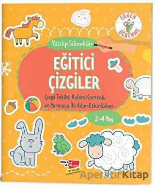 2 4 Yaş Yaz Sil Eğitici Çizgiler Etkinlik Kitabı