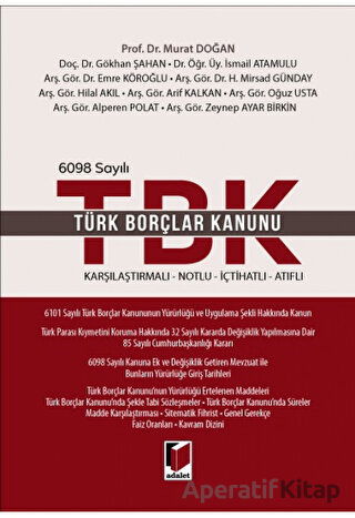 Türk Borçlar Kanunu Murat Doğanİsmail AtamuluGökhan Şahan