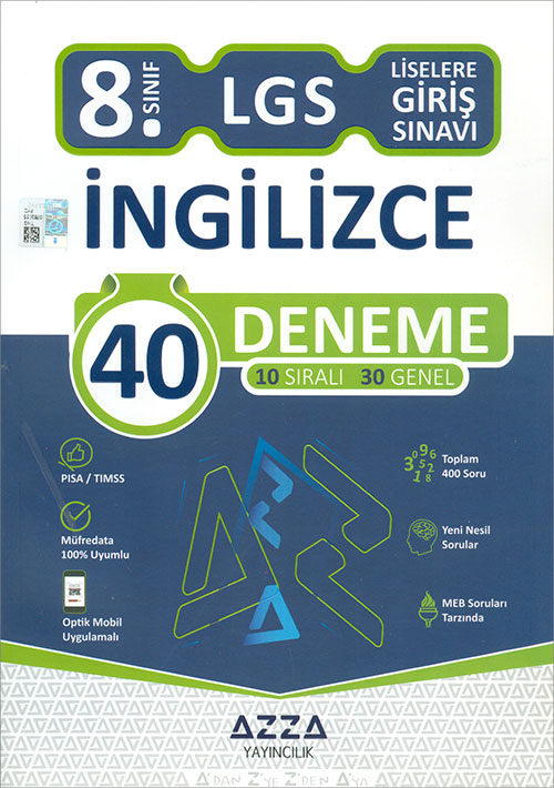 8 Sınıf LGS İngilizce 40 Deneme Kampanyalı Azza Yayıncılık Komisyon