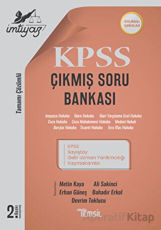Temsil Kitap İmtiyaz KPSS ve Kurum Sınavları Çıkmış Soru Bankası