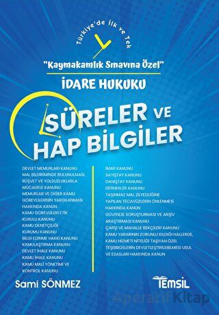 Mahalli İdareler Hukuku Süreler ve Hap Bilgiler Kaymakamlık Sınavına Özel