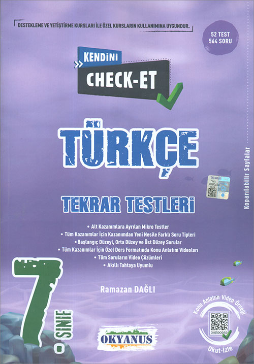 Okyanus Yayıncılık 7 Sınıf Kendini Check Et Türkçe Tekrar Testleri