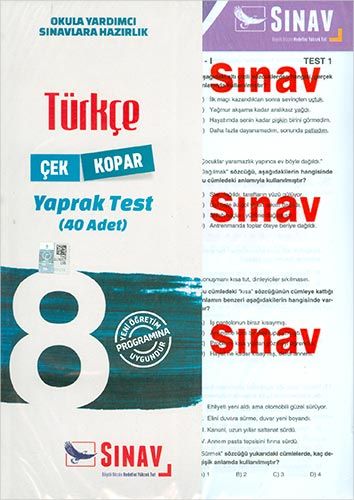 8 Sınıf Türkçe Yaprak Test Sınav Yayınları Komisyon
