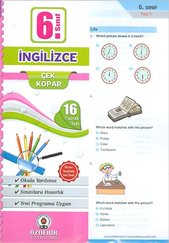 Özdebir Yayınları 6 Sınıf İngilizce Yaprak Test