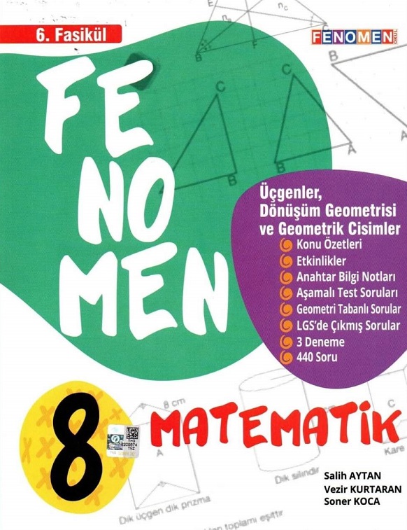 Fenomen Okul Yayınları 8 Sınıf Matematik Fenomen Fasikül 6 Üçgenler Dönüşüm Geometrisi ve Geometrik Cisimler
