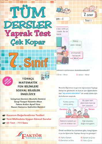 7 Sınıf Tüm Dersler Yaprak Test