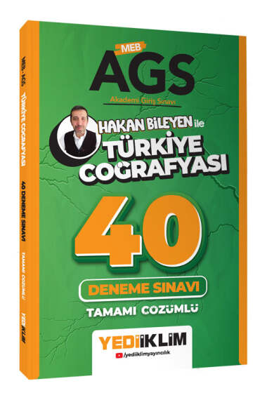 Yediiklim Yayınları MEB AGS Hakan Bileyen ile Türkiye Coğrafyası Tamamı Çözümlü 40 Deneme Sınavı Komisyon 30 İndirim