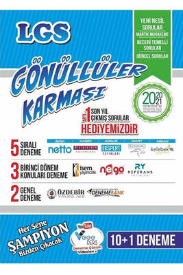 Gönüllüler Karması Yayınları 2021 8 Sınıf LGS Tüm Dersler 10 1 Deneme Seti