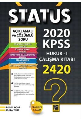 Gazi Kitabevi Status 2020 Kpss Hukuk I Çalışma Kitabı